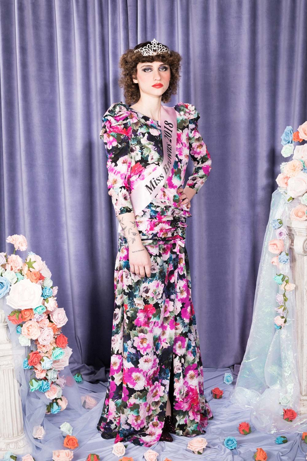 Browns Fashion 2018 Class of SS18 - Eilf is wearing dress by RONALD VAN DER KEMP, shoes by ATTICO
