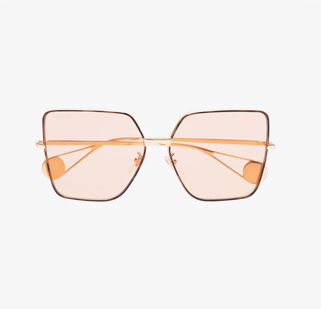 Gucci Rose Gold Tinted Square Sunglasses