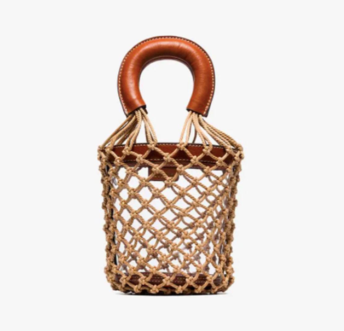 Staud Brown Moreau Netted PVC Bucket Bag