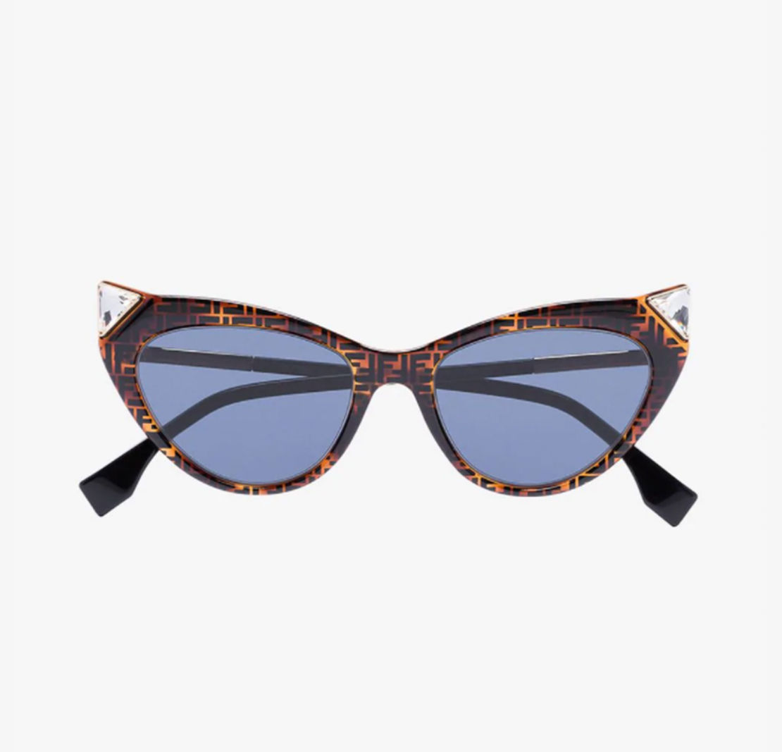 Fendi Brown Iridia Logo Cat Eye Sunglasses