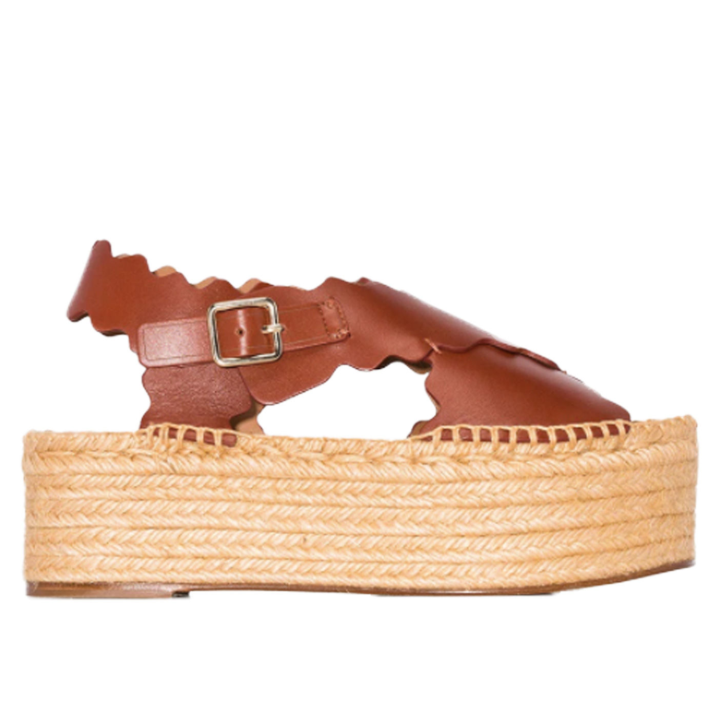 Chloe Lauren Leather Flatform Espadrilles