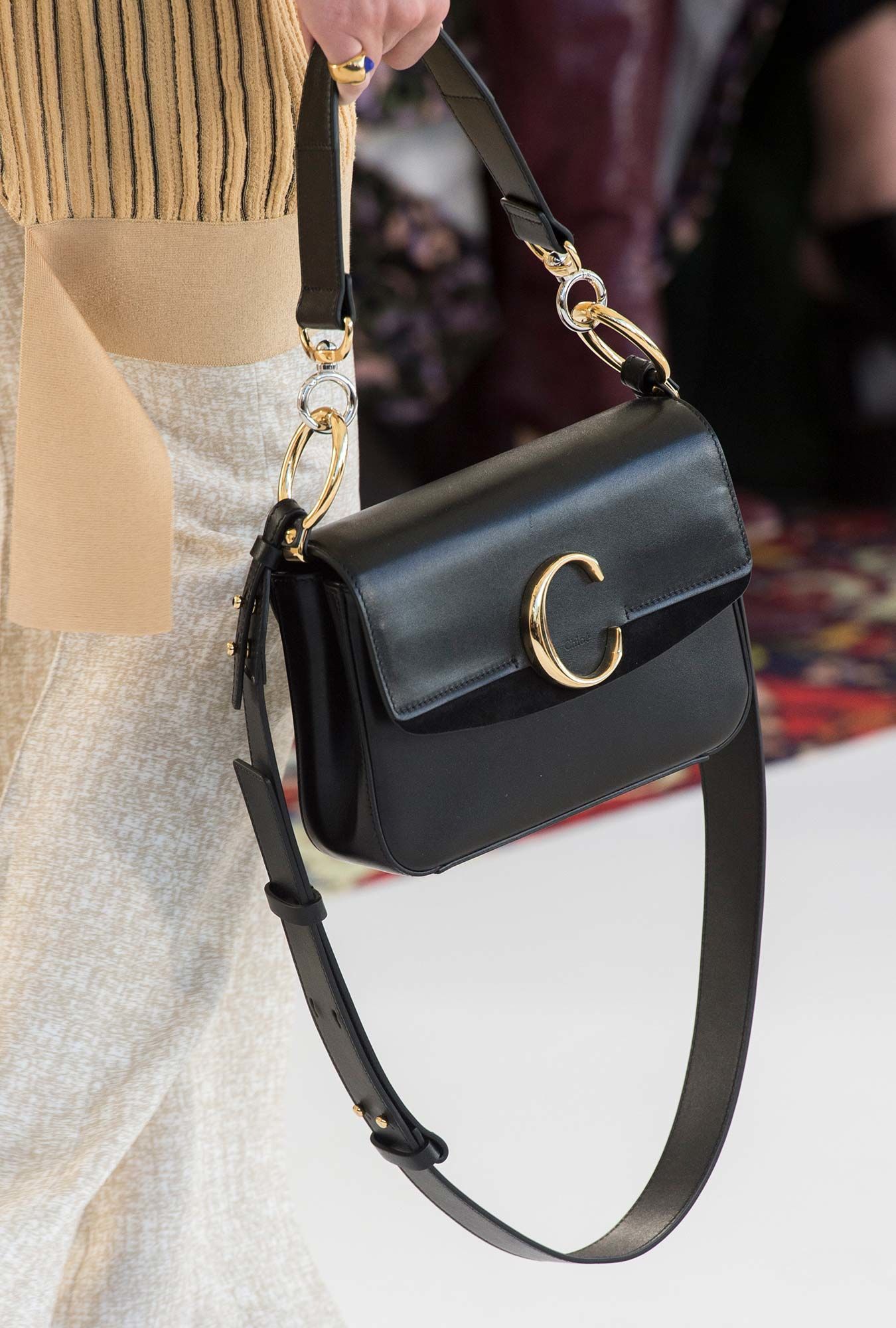 Chloe Black C Ring Leather Shoulder Bag