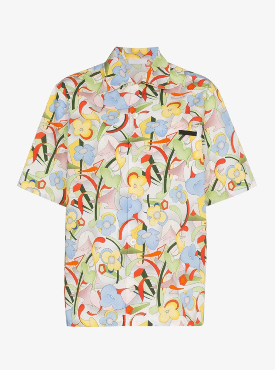 Prada Flower Print Short Sleeved Shirt SS19 Menswear