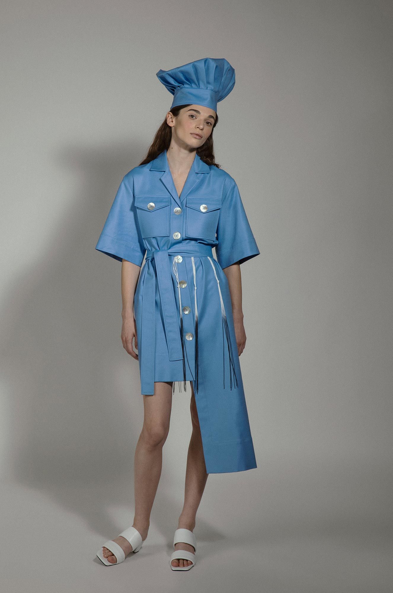 George Keburia Asymmetric Mini Shirt Dress