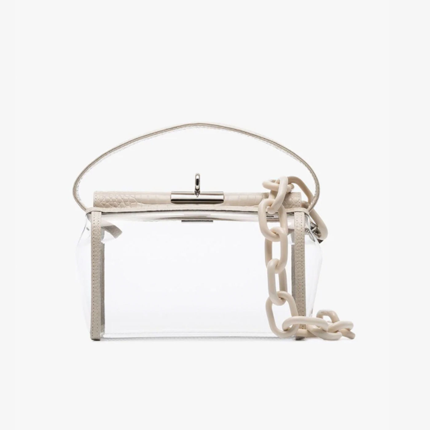 Gu_De White Water Leather and PVC Shoulder Bag