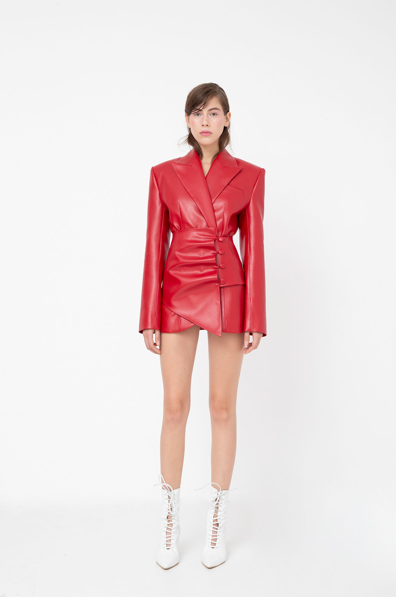 MATERIEL Asymmetric Faux Leather Blazer