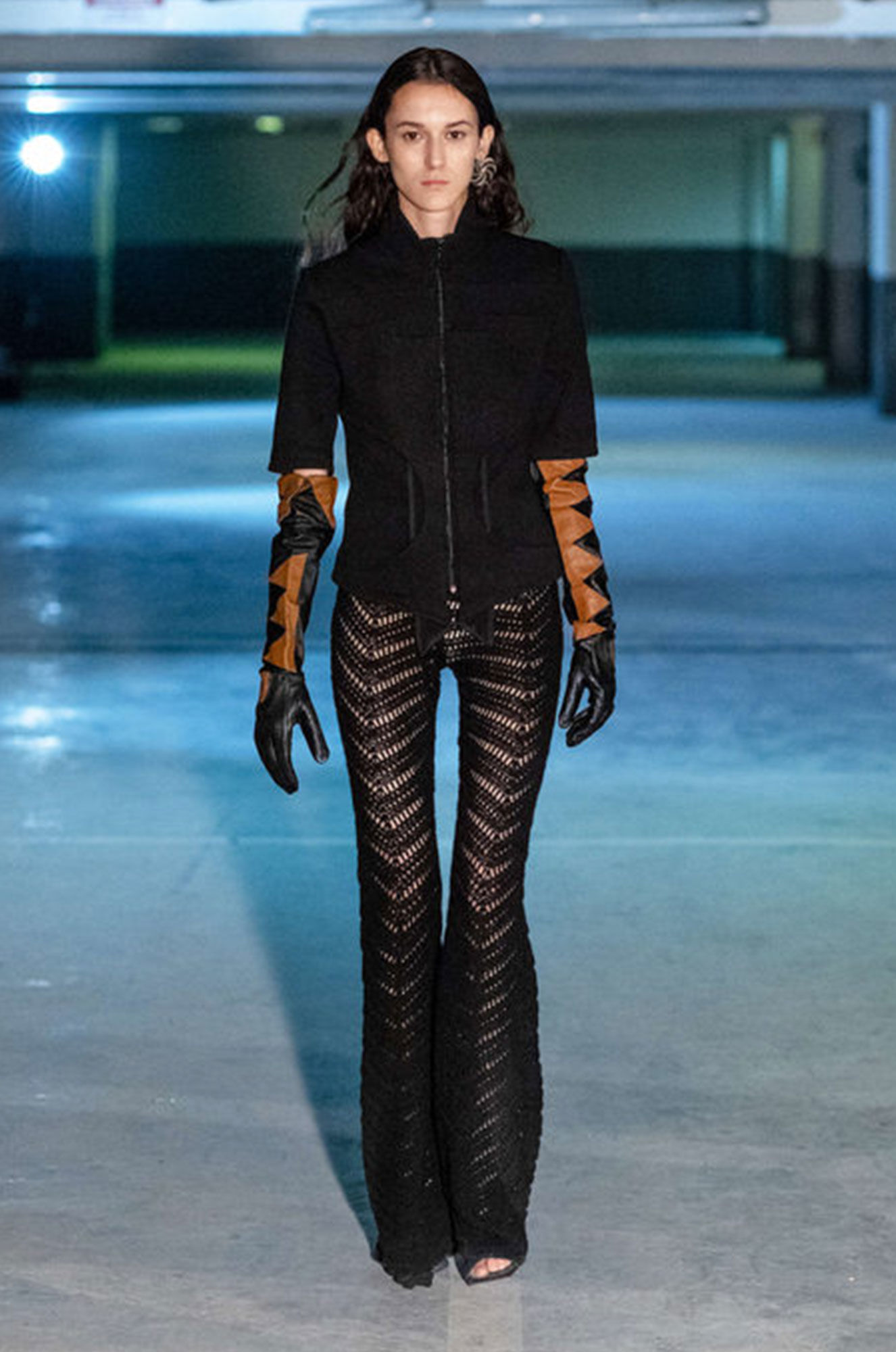 Situationist Zig Zag Flared Wool Trousers
