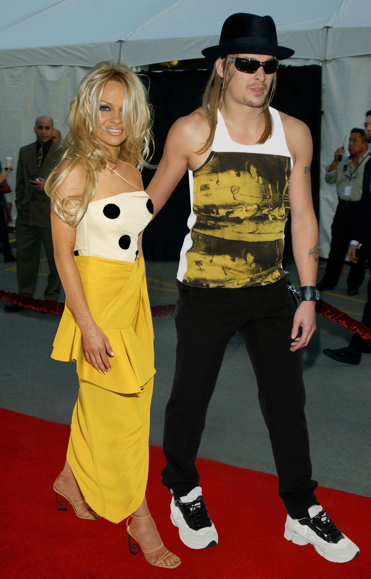 Browns Fashion - Pamela is wearing top, skirt & sandals by JACQUEMUS Kid is wearing top by CALVIN KLEIN 205W39NYC trousers by MACKINTOSH 0002 and shoes by ADIDAS BY RAF SIMONS