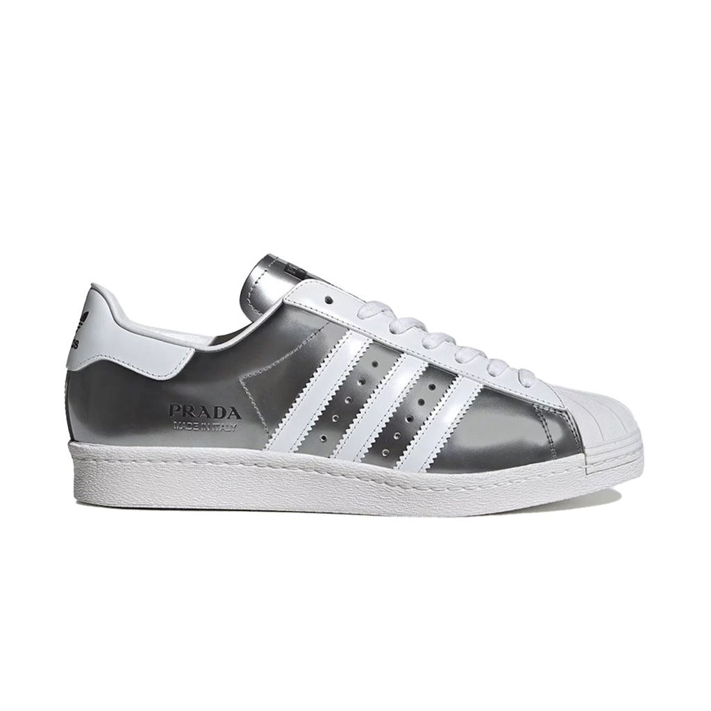 ADIDAS ORIGINALS X PRADA SUPERSTAR SILVER Raffle Browns