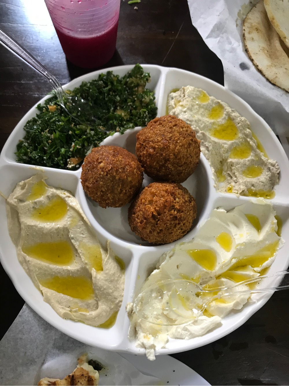 Falafel and hummus for lunch