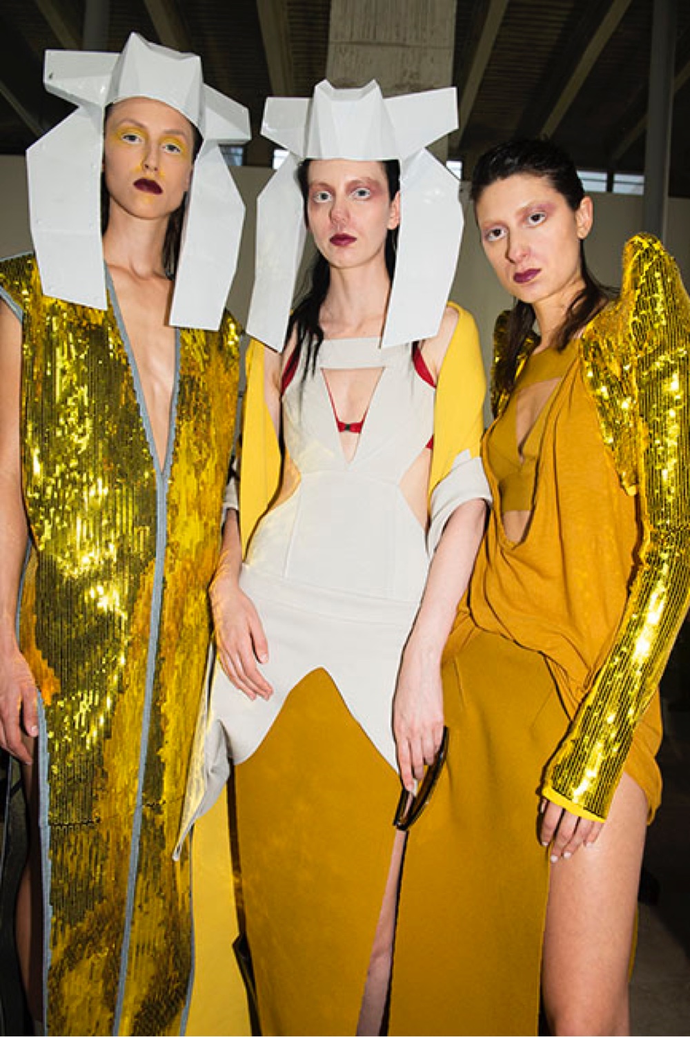 Models backstage at the Rick Owens SS20 show shot by Jasan Lloyd Evans