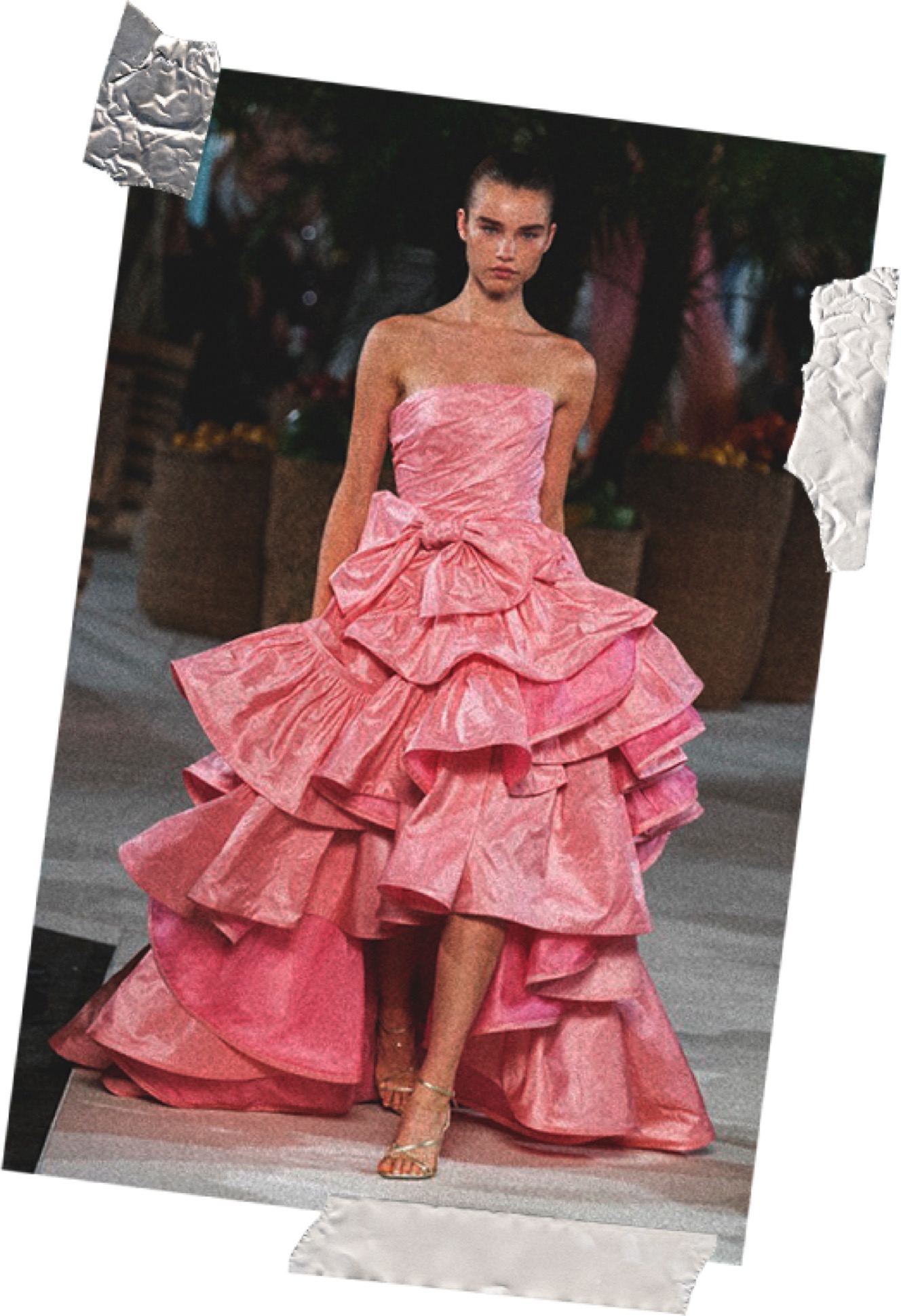 Model wearing pink gown at Oscar De La Renta SS20