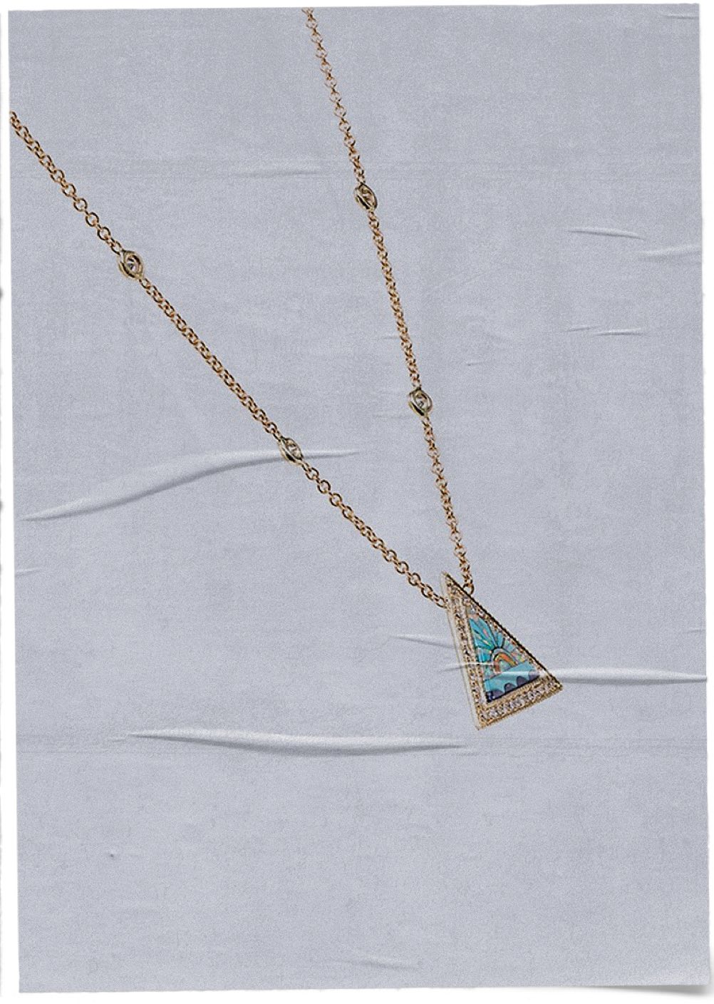 Jacquie Aiche 14K Yellow Gold Diamond Opal Sunshine Triangle Necklace