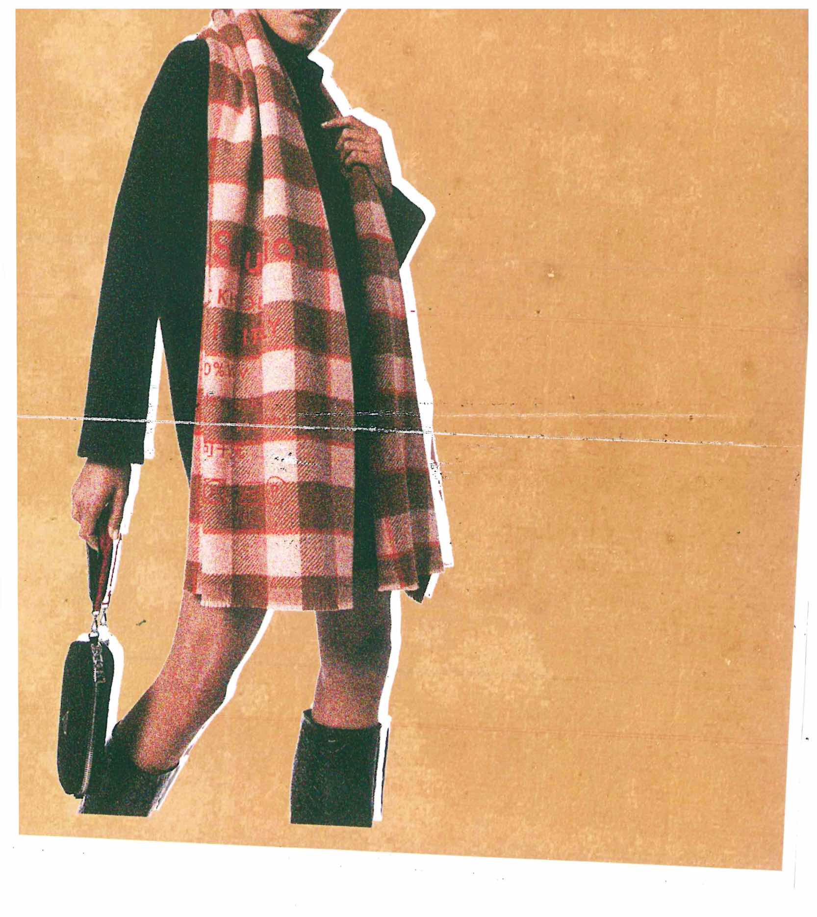 acne studios brown and pink cassia check wool scarf