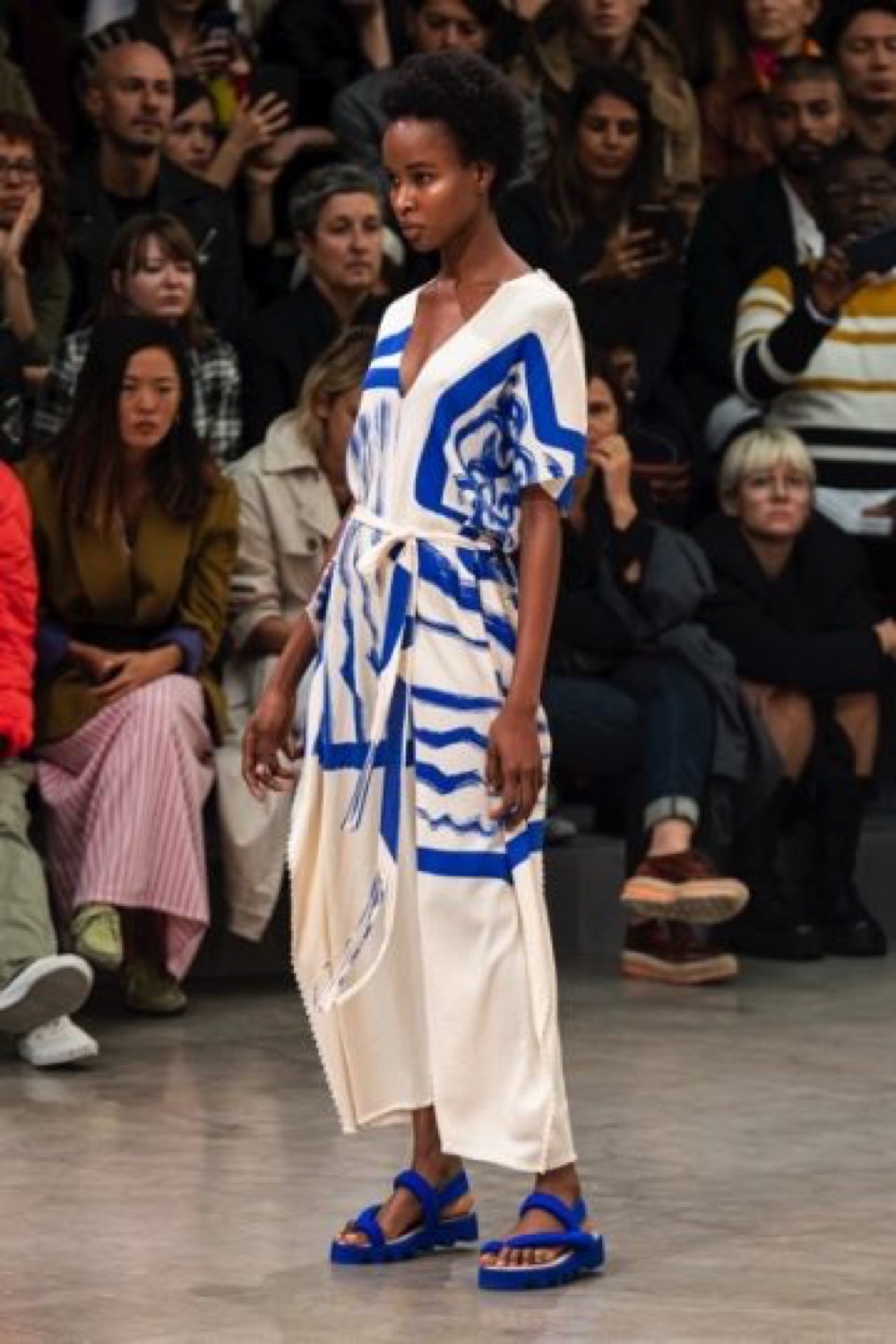 Model walks the runway at the Issey Miyake SS20 show shot by Jasan Lloyd Evans