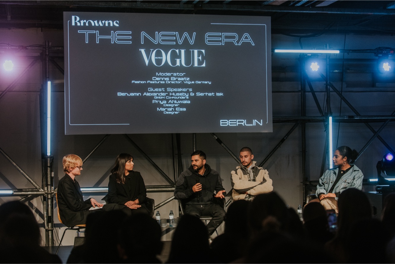 Panel members Dennis Bratz, Maria Esa, GmbH and Priya Ahluwalia talk on sustainability