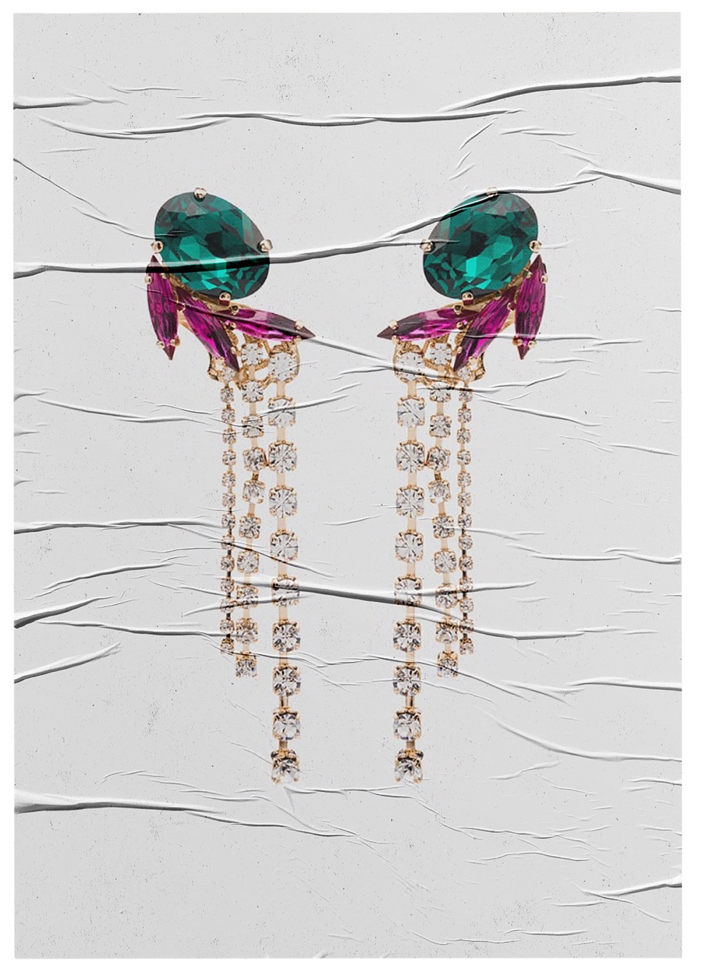Anton Heunis Multicoloured Crystal Tassel Drop Earrings