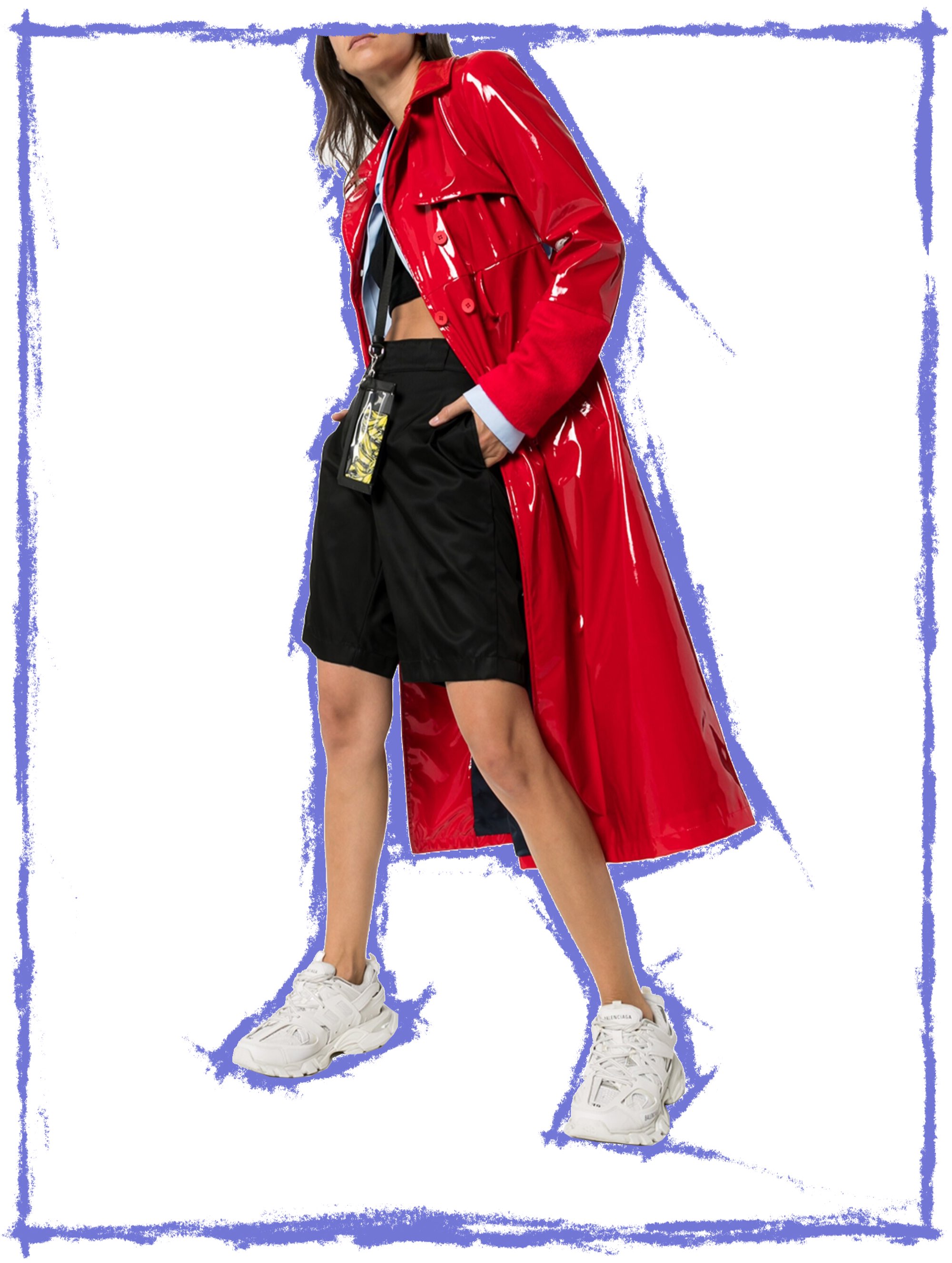 Latex Belted Trench Coat by KIRIN