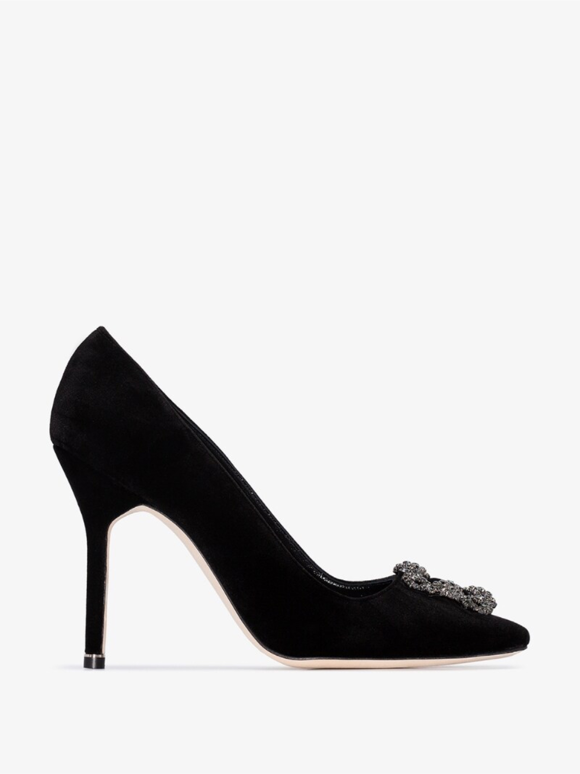 Manolo Blahnik Black Hangisi 105 Crystal