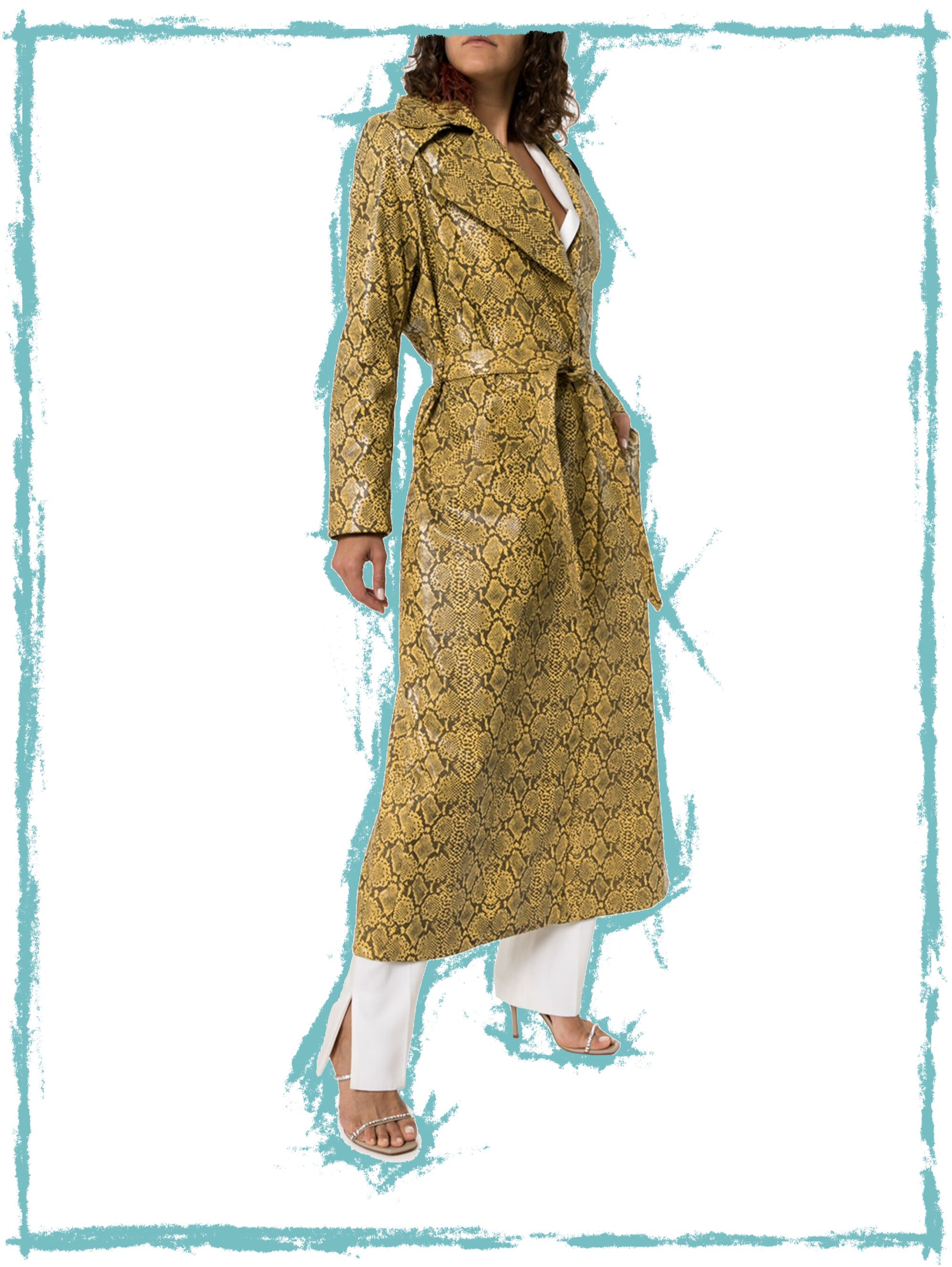Snake Print Belted Trench Coat by Michael Lo Sordo