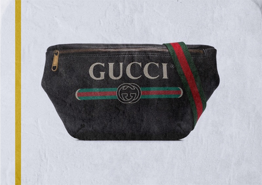 Gucci Black Oversized Logo Belt Bag