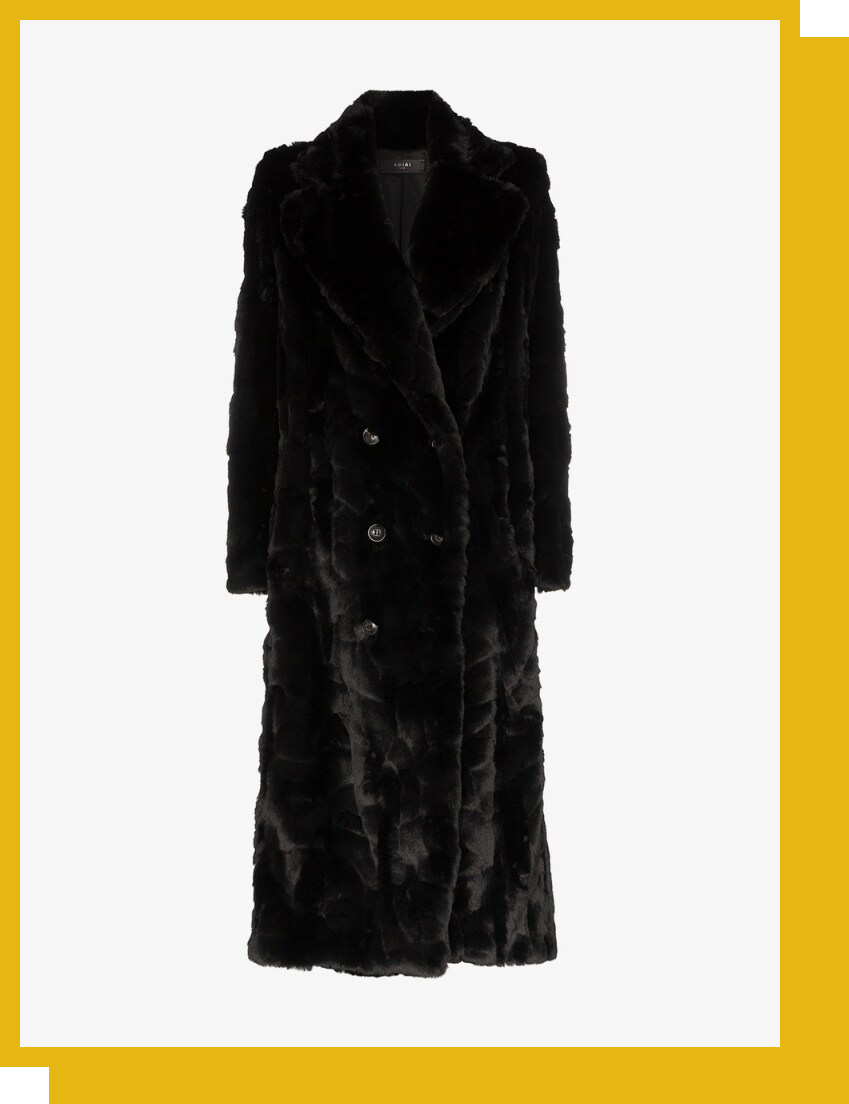 Amiri Faux Fur Double-Breasted Coat