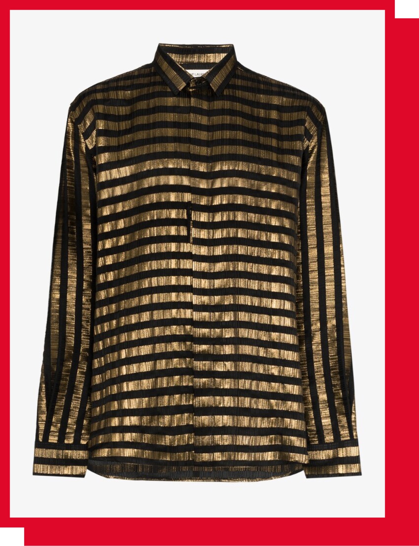 Saint Laurent Lamé Striped Silk Shirt