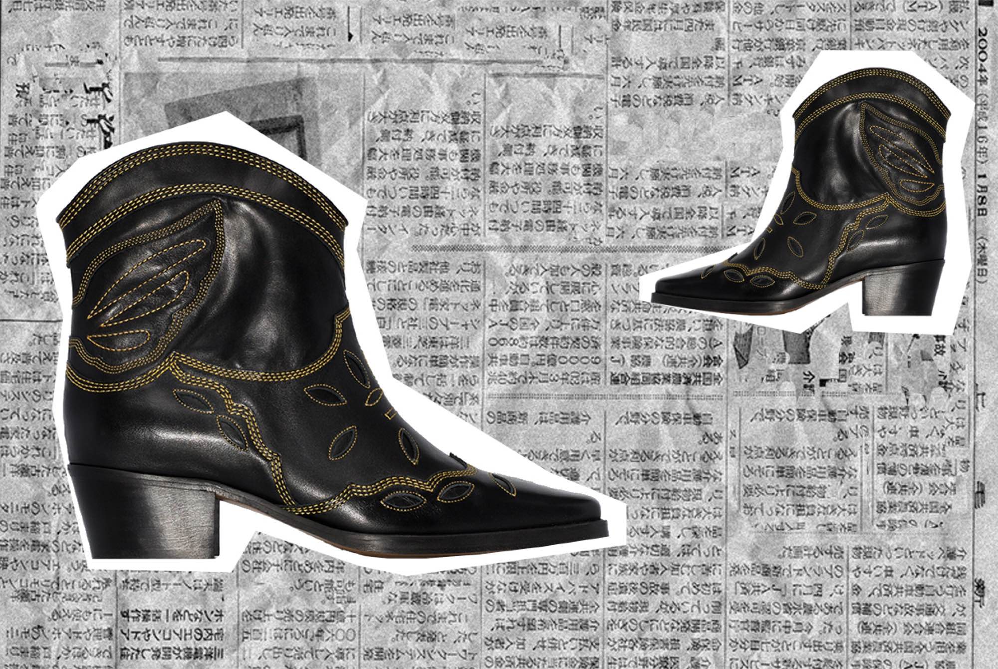 Ganni Black Texas 40 Leather Ankle Boots