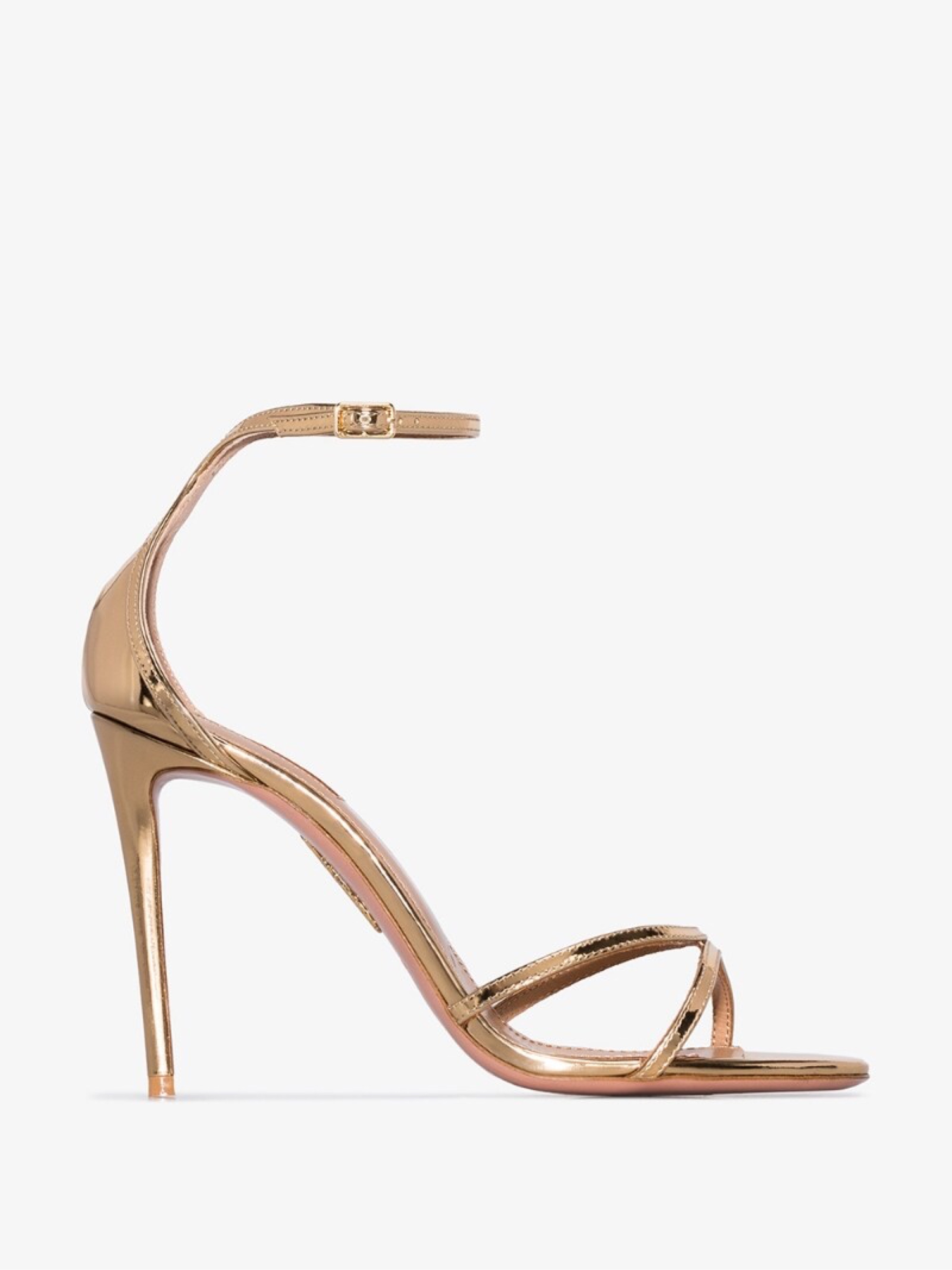 Aquazzura Gold Purist 105 Leather Sandals