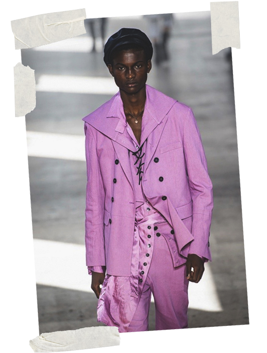 Ann Demeulemeester Men's Pink Suit Jacket Model SS20