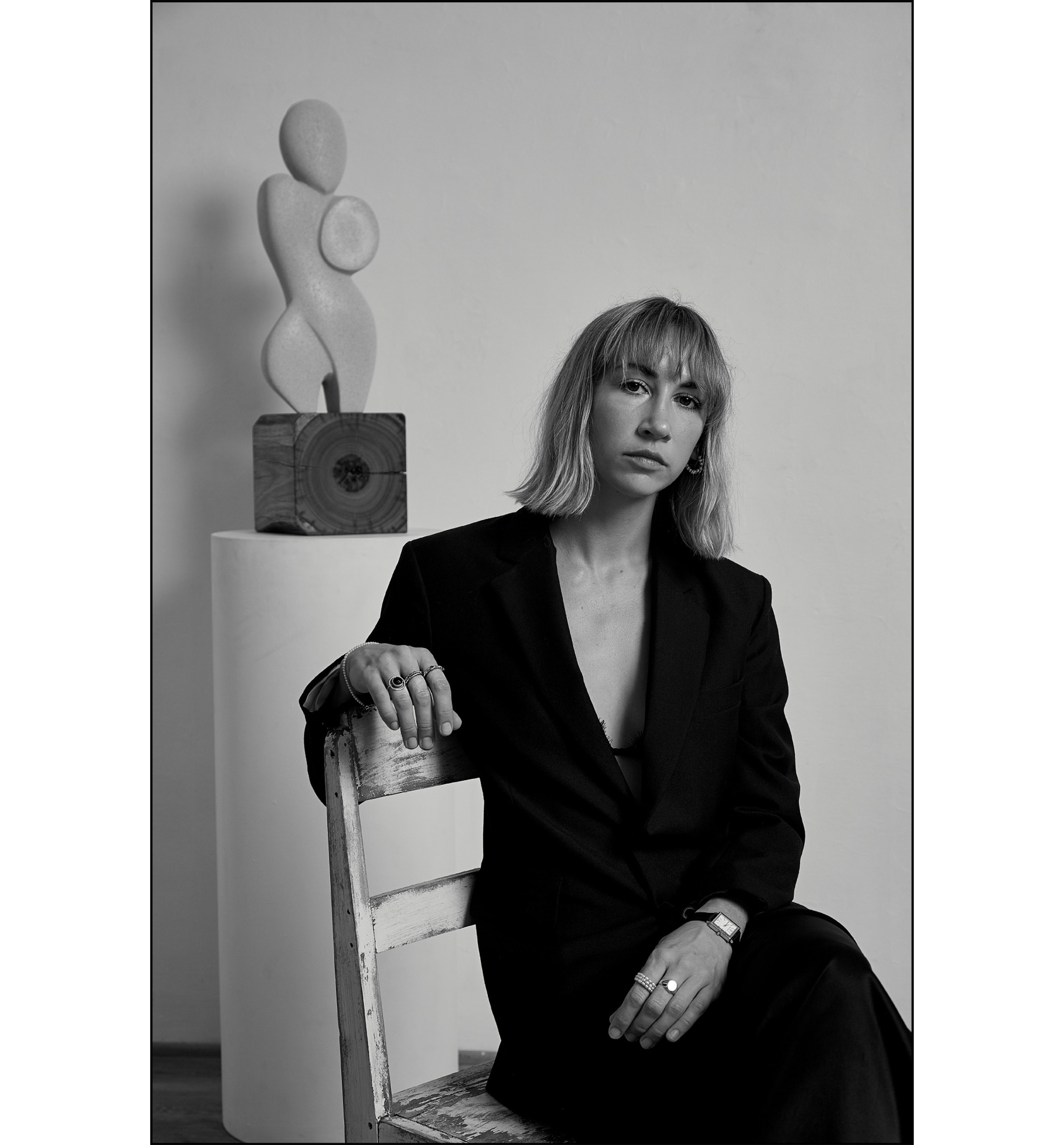 Portrait of sculptor and designer Holly Ryan with her work