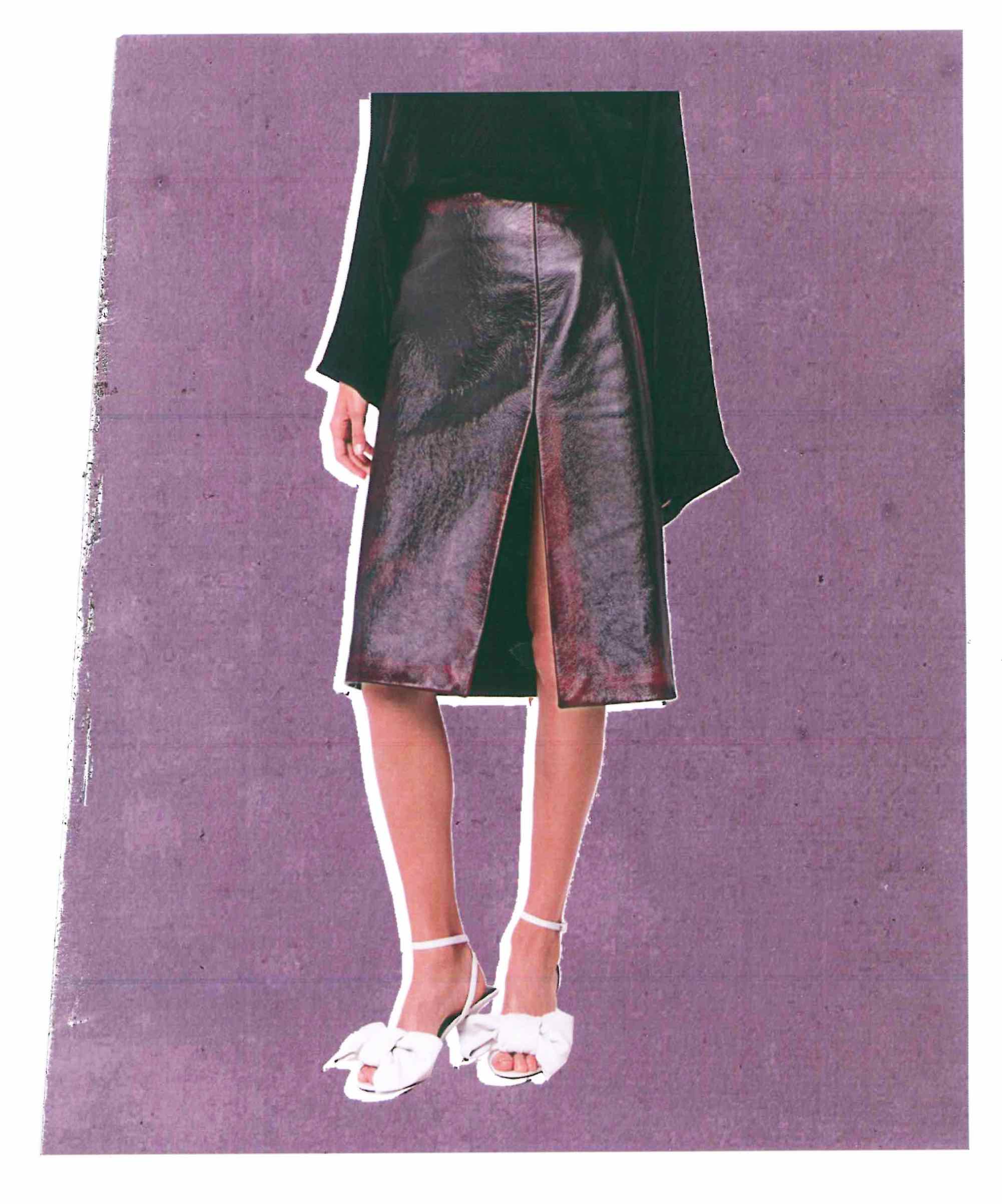 Balenciaga high waisted leather skirt