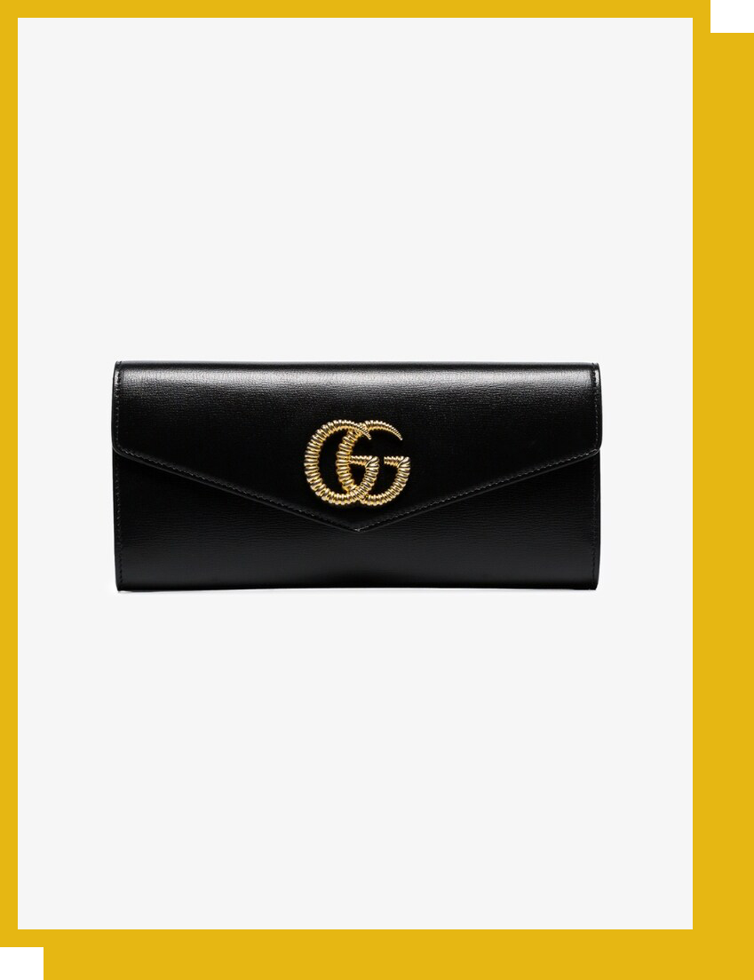 Gucci Black GG Broadway Leather Clutch Bag