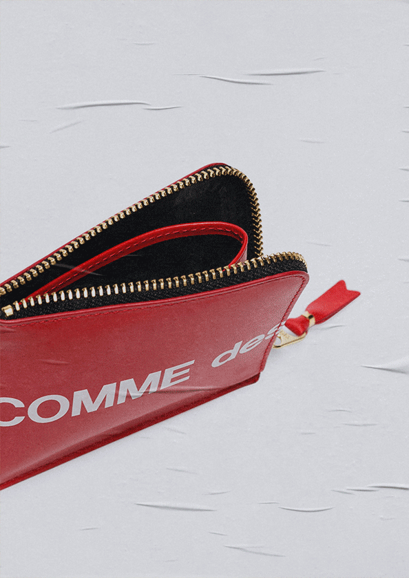 Comme des Garçons Wallet Red Logo Print Wallet