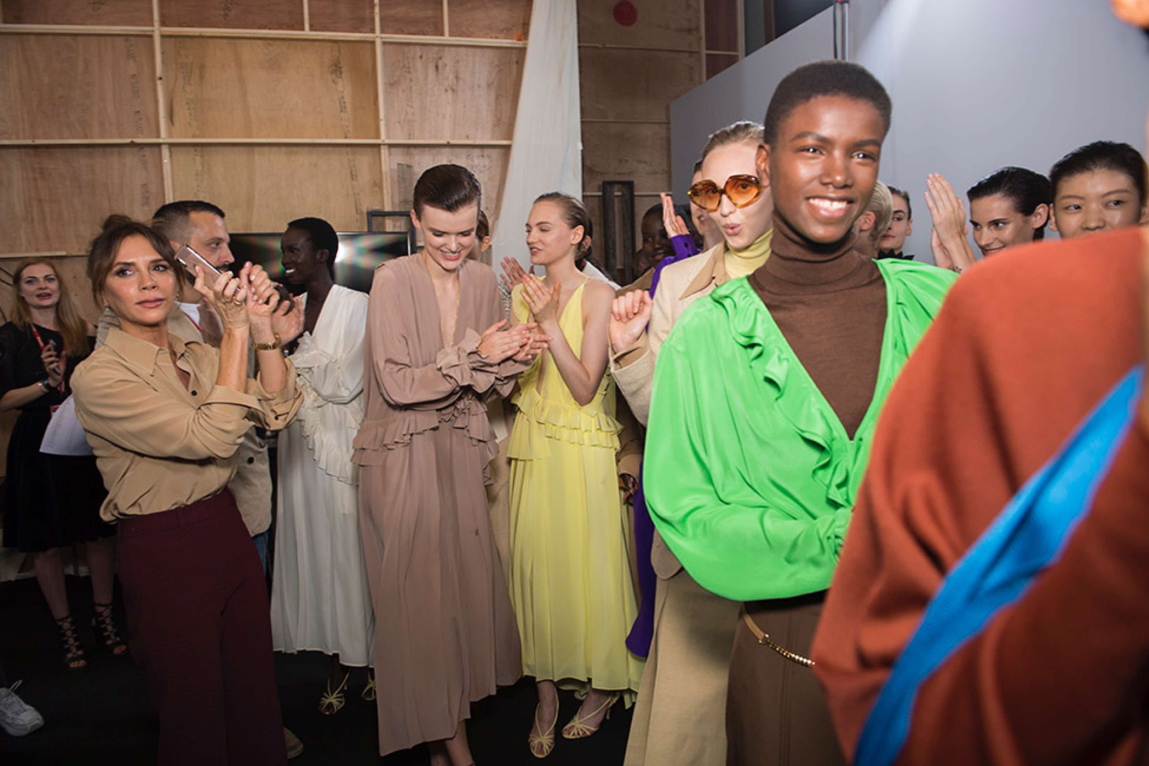 Models backstage at the Victoria Beckham SS20 show shot by Jasan Lloyd Evans.