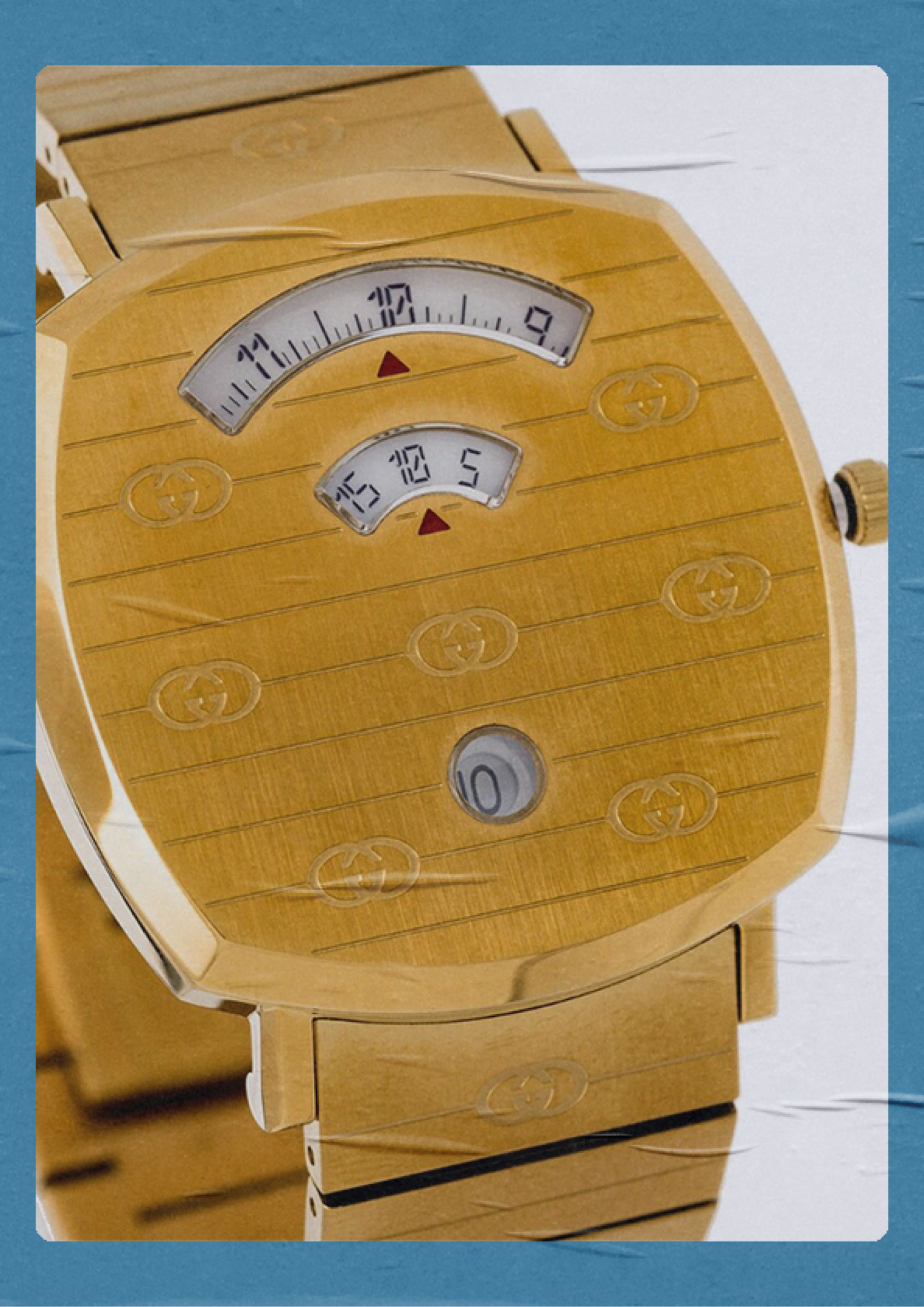Gucci Gold Tone Grip Stainless Steel Watch
