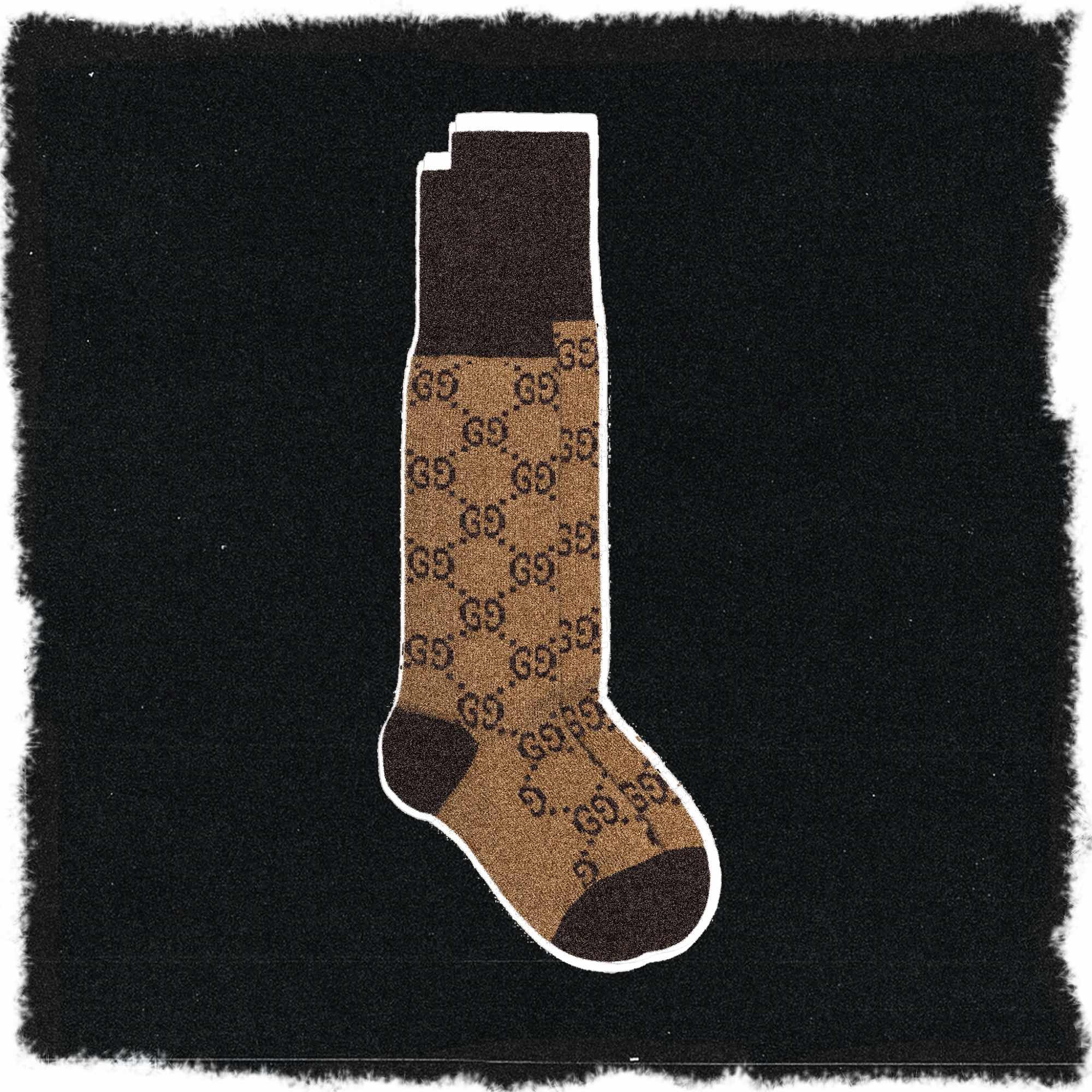 Gucci Brown GG Logo Knee High Socks