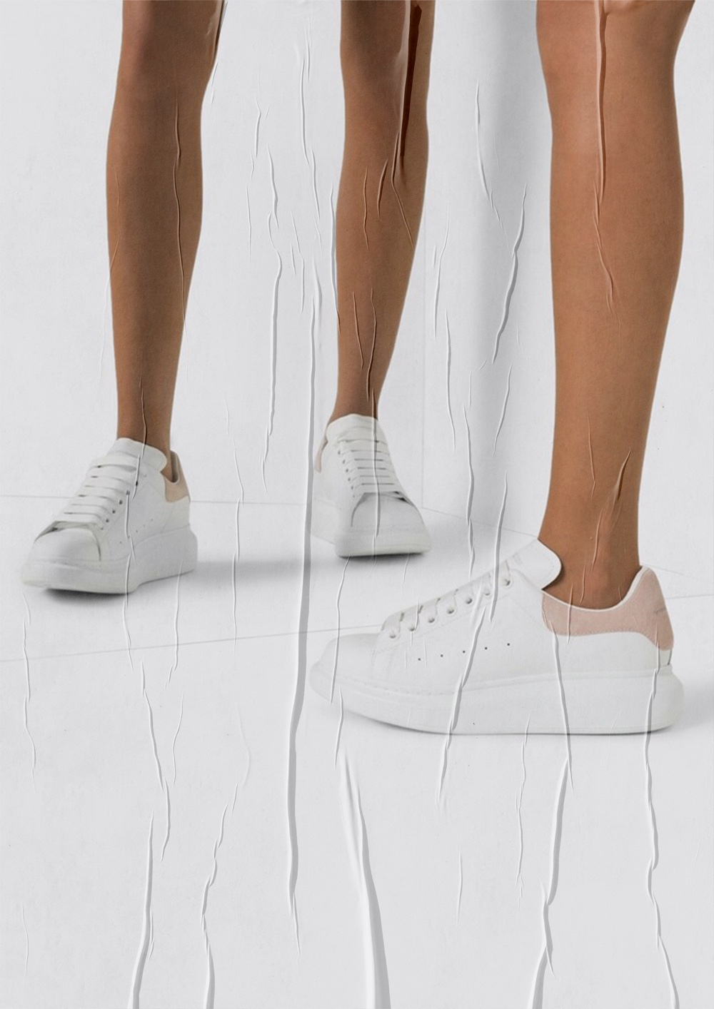 Alexander McQueen White And Pink Oversized Leather Low Top Sneakers