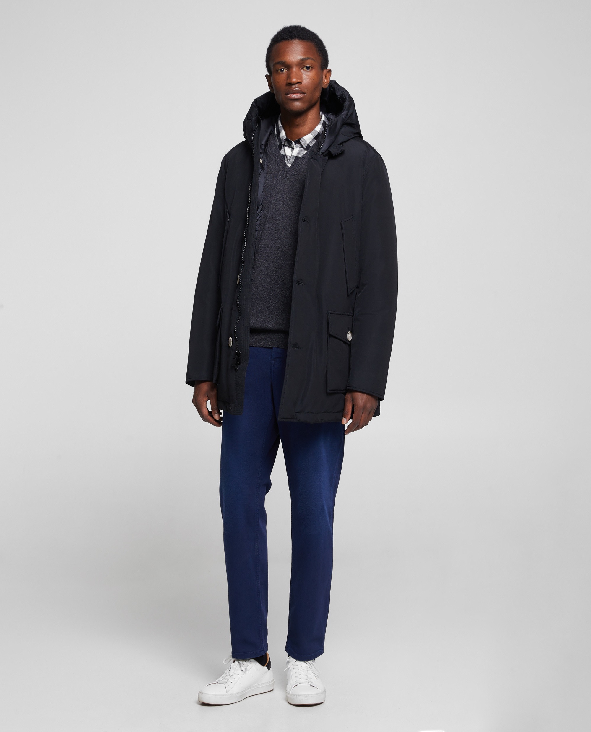 Model wearing Woolrich GORE-TEX Storm Mountain Parka