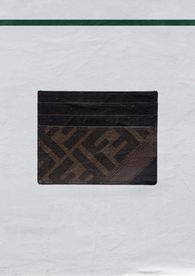 Fendi Brown D Mania Leather Card Holder