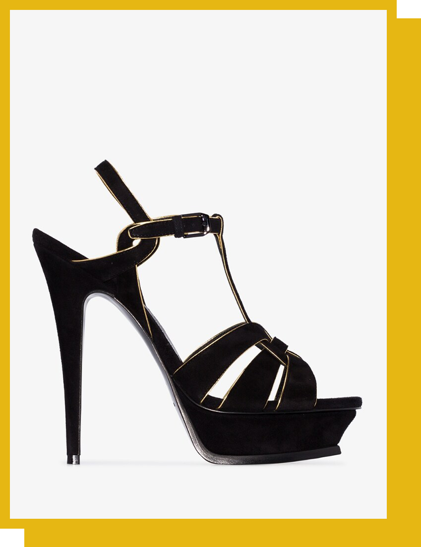 Saint Laurent Black Tribute 135 Platform Sandals