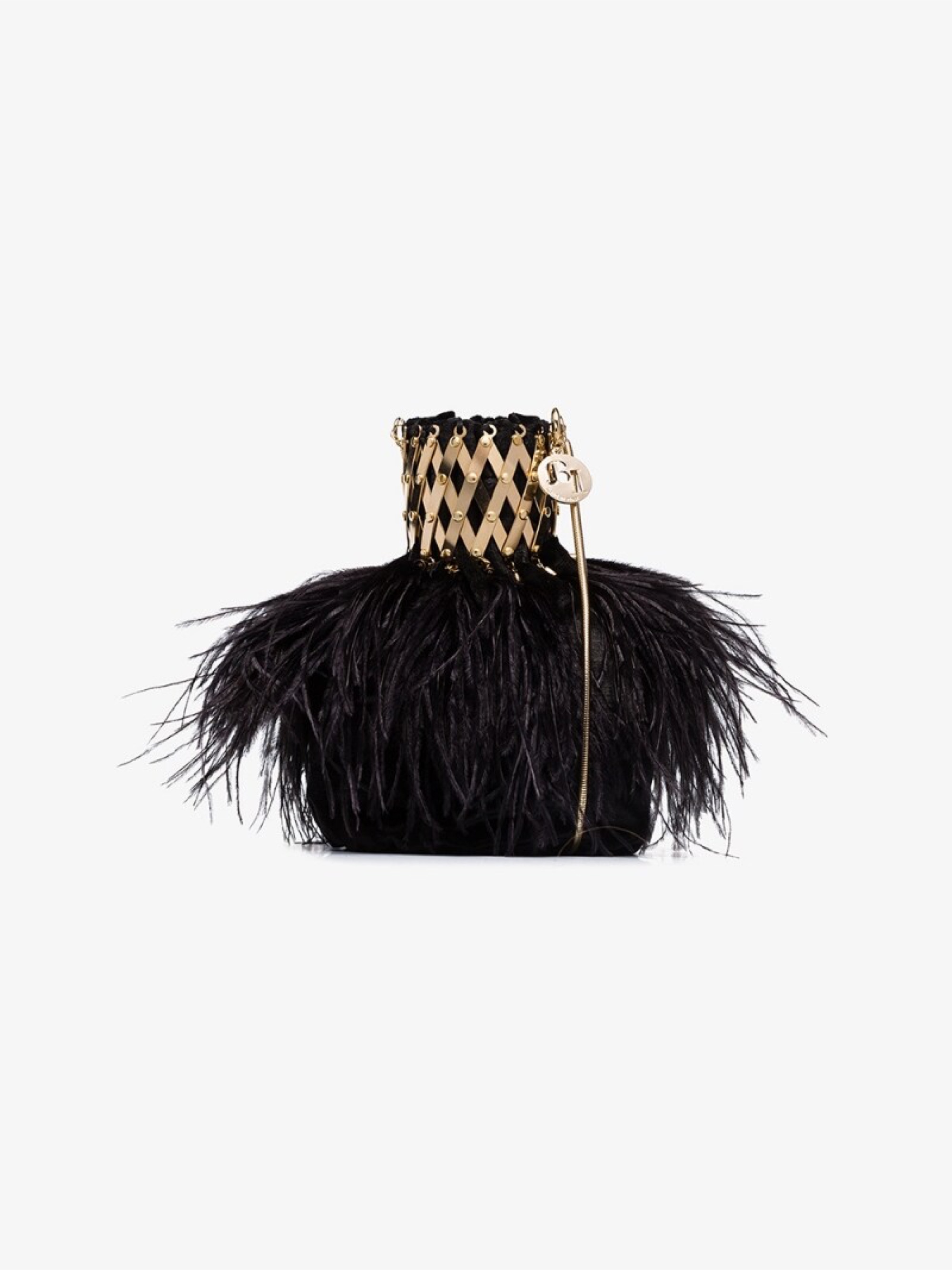 Rosantica Exclusive Black Aramis Feather Clutch Bag