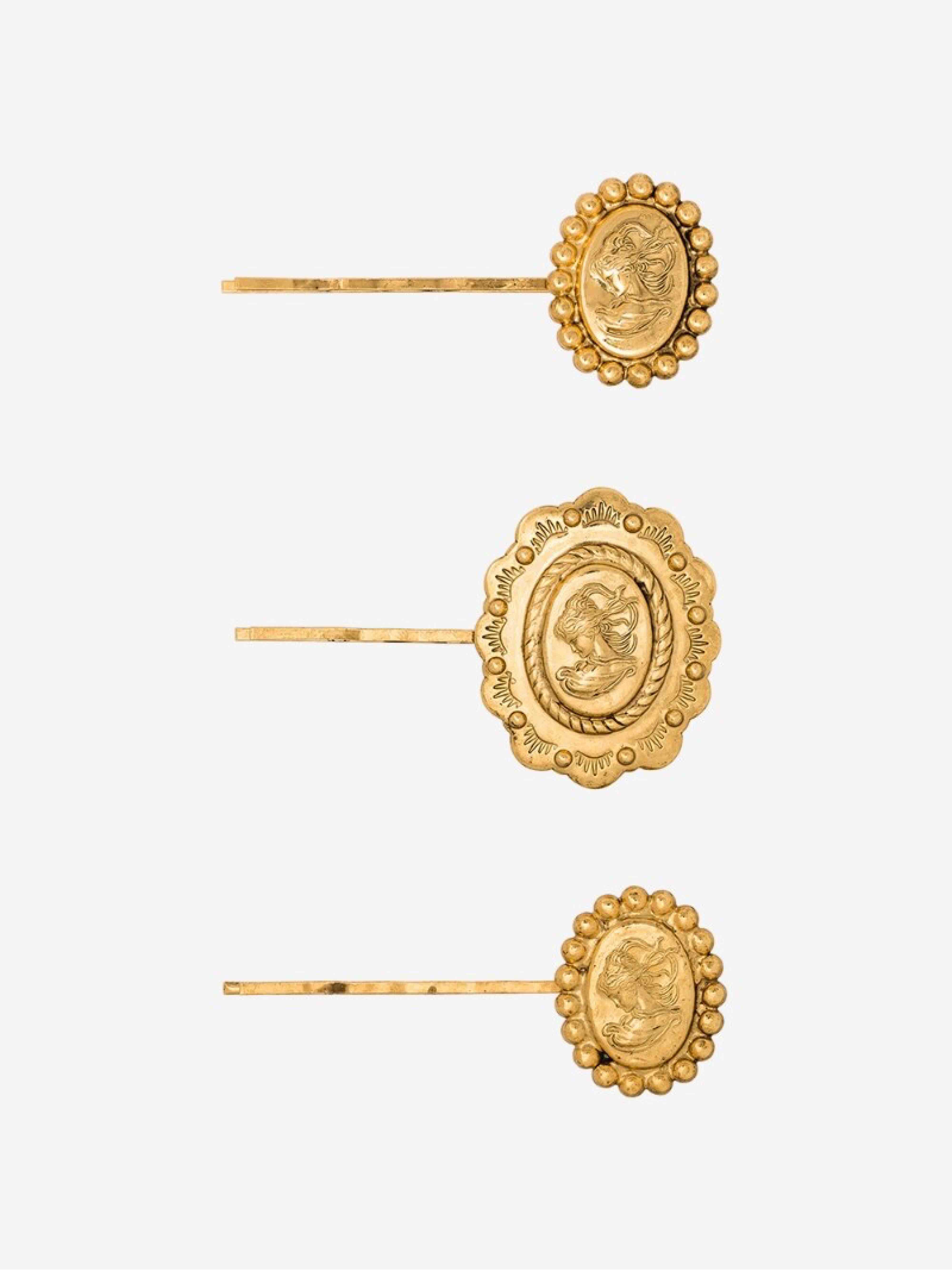 Jennifer Behr Gold Plated Denari Set of Three Hair Clips