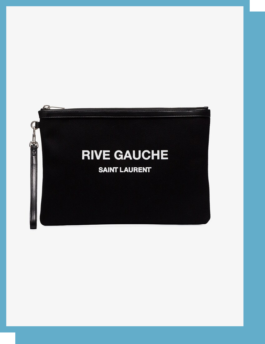 Saint Laurent Black Rive Gauche Leather Clutch Bag