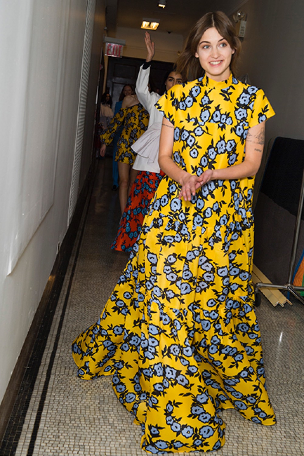 Carolina Herrera AW19 Floral Yellow Tent Dress