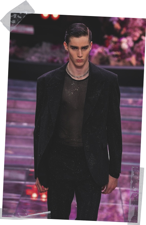 Versace Menswear Black Sheer Model Pink