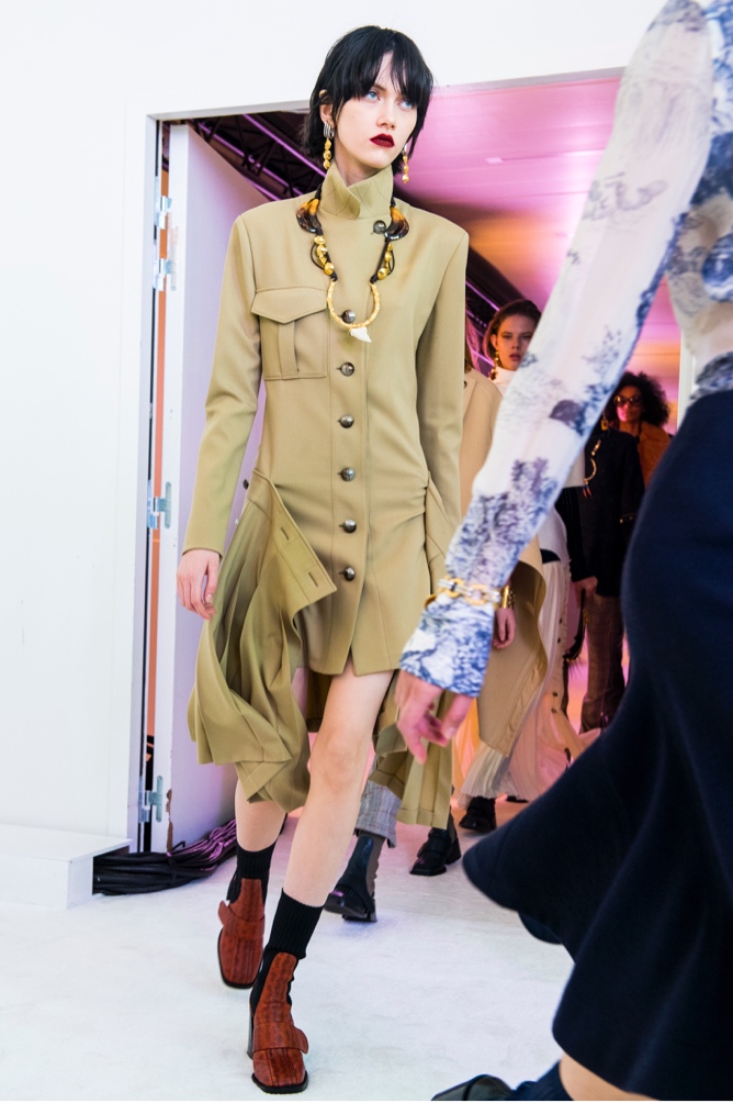 Chloe Buttoned Pleated Skirt Dress