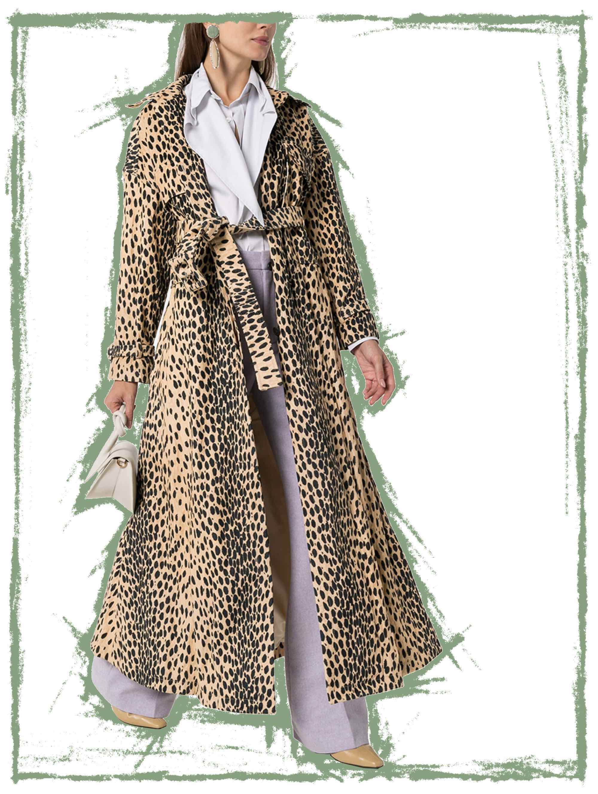 Leopard Print Belted Trench Coat by Jacquemus
