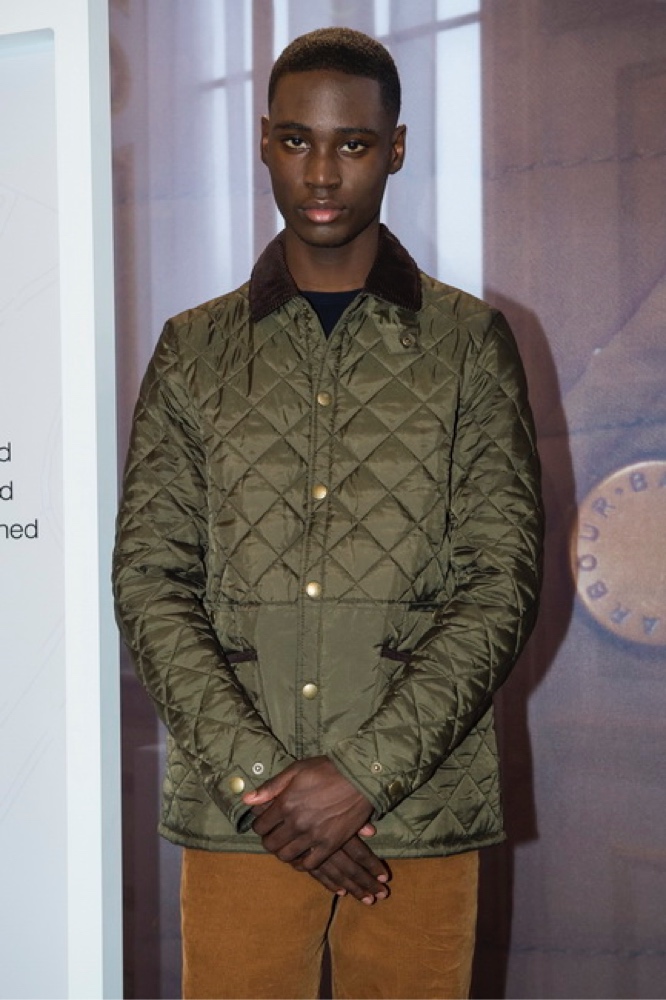 Model wearing Barbour Heritage Liddesdale Padded Jacket