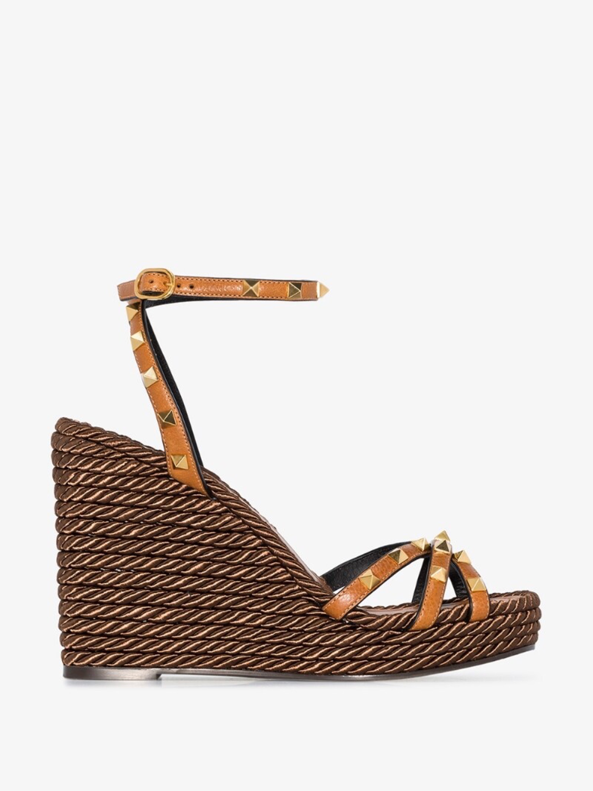 Valentino Garavani Brown Torchon 120 Rockstud Wedges
